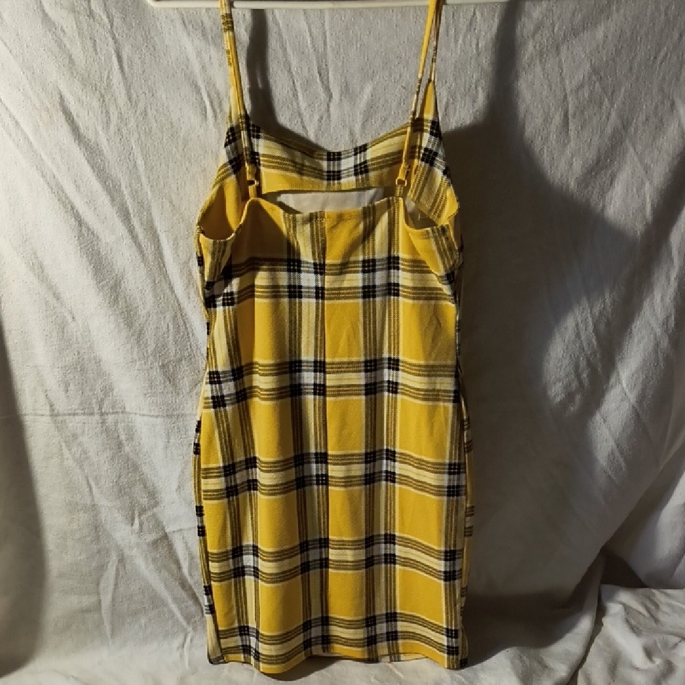 Chic Yellow Plaid Mini Dress